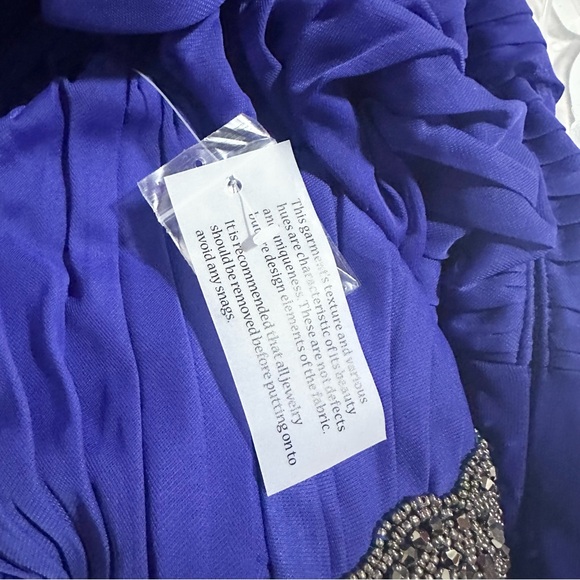 Alex Evenings L116617 Blue Long Surplice Embellished Pleated Cocktail Dress - 10 - Picture 6 of 7